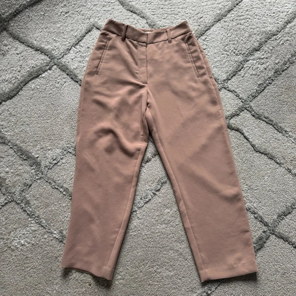 Aritzia Wilfred trouser pants tan high rise straight leg 8 - Picture 1 of 11